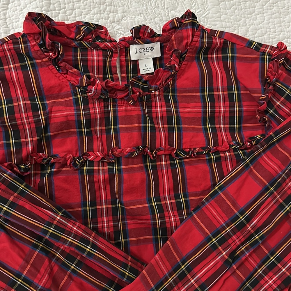 J. Crew Holiday Plaid Blouse